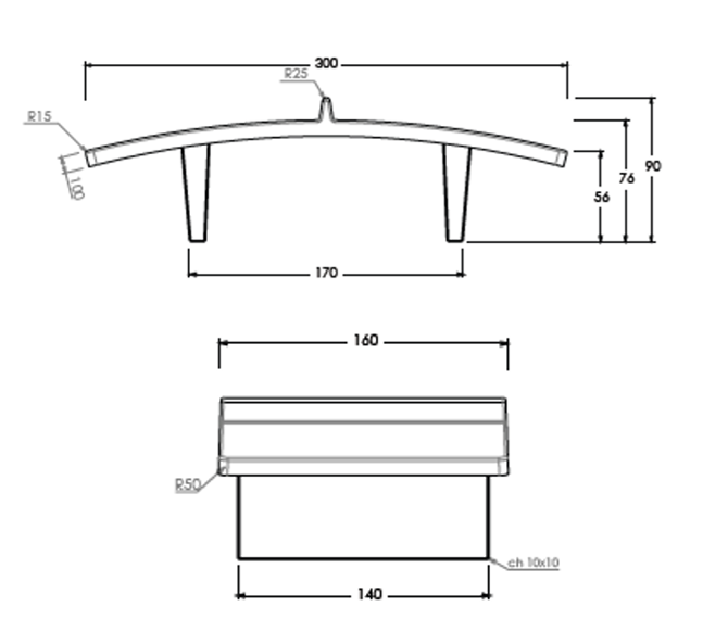 Table incurvée table teqball béton table pingpong béton